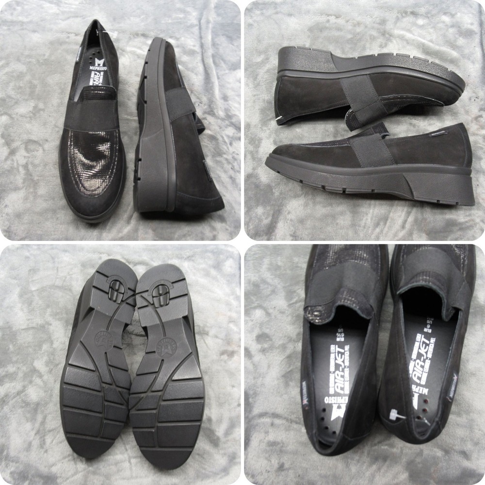 Mephisto Debby Shoes Women 9L 8.5R Black Leather Suede Slip On READ MISMATCH